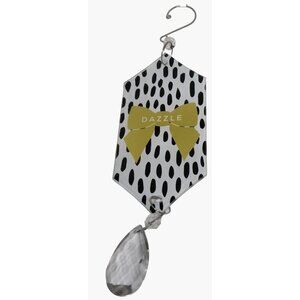 Black White Leopard Print Suncatcher Crystal Ornament Dazzle Gold Bow Gift Tag